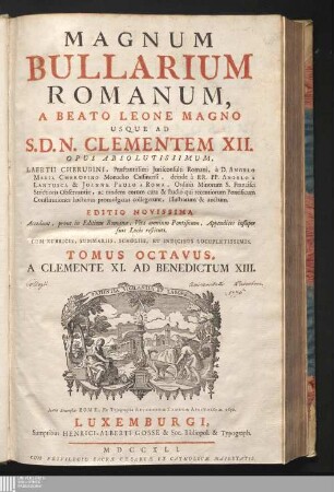 Tomus Octavus: A Clemente XI. Ad Benedictum XIII.