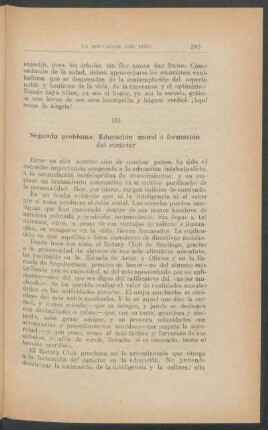 III - Segundo problema: Educación moral o formación del carácter