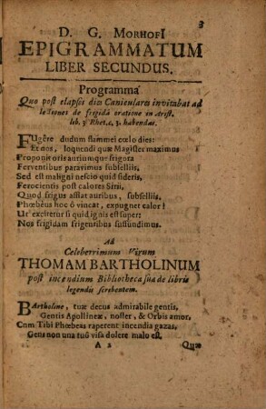 Danielis Georgi[i] Morhofi[i] Epigrammatum Liber Secundus
