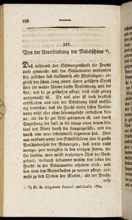 XIV. Von der Unterbindung der Nabelschnur.