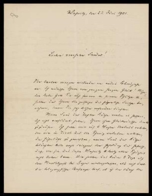 8: Brief von Wilhelm Rüger an Gottlieb Planck, Wachwitz, 23.6.1901