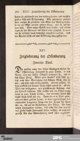 XXV. Zergliederung der Offenbarung Zweyter Theil.
