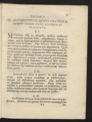 Sectio I. De Argumentorum, Quibus Existentia Numinis Probari Solet, Fontibus Et Classibus.