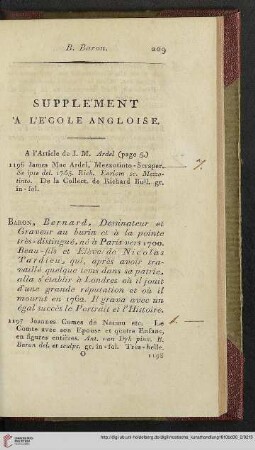Supplément à L'École Angloise