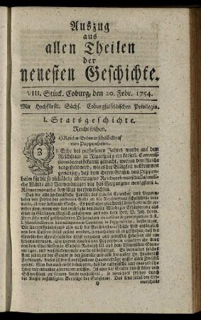 VIII. Stück. Coburg, den 20. Febr. 1754.