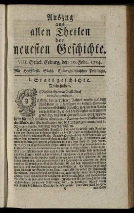 VIII. Stück. Coburg, den 20. Febr. 1754.