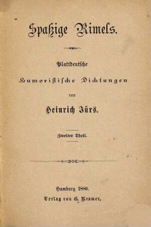 Spaßige Rimels : plattdeutsche humoristische Dichtungen, 2