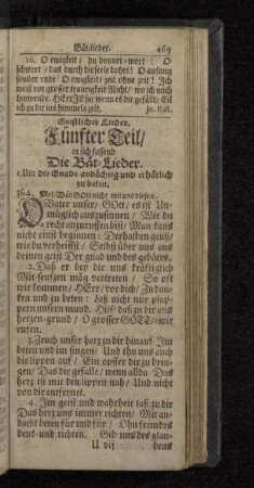 Geistlicher Lieder Fünfter Teil/ in sich fassend Die Bät-Lieder.