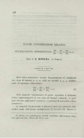 Alcune considerazino relative all´equazione differenziale ...