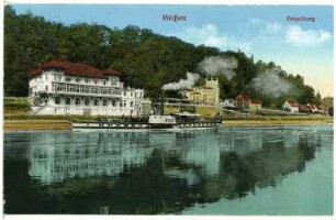 Meißen. Geipelburg, Elbe mit Dampfer Pirna