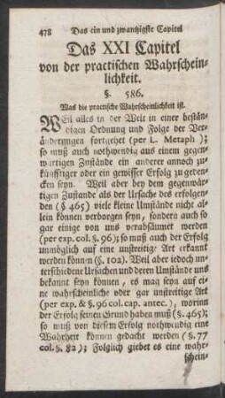 Das XXI Capitel von der practischen Wahrscheinlichkeit