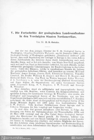Die Fortschritte der geologischen Landesaufnahme in den Vereinigten Staaten Nordamerikas