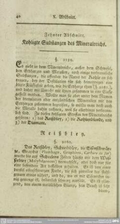 Zehnter Abschnitt. Kohligte Substanzen des Mineralreichs