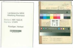 Entnazifizierung Herbert Ruediger , geb. 31.01.1901 (Lehrer)