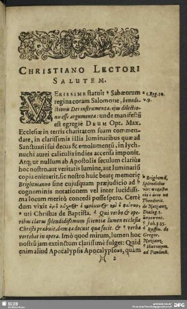 Christiano Lectori Salutem