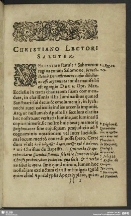 Christiano Lectori Salutem