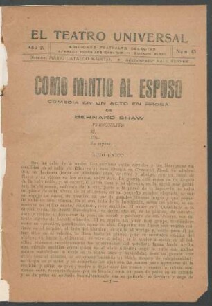 Como mintío al esposo - Acto único