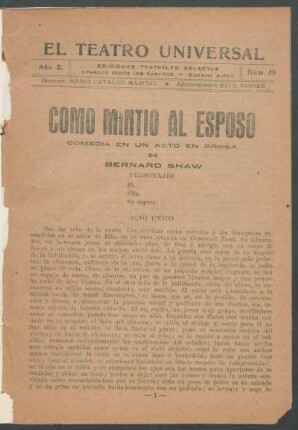 Como mintío al esposo - Acto único