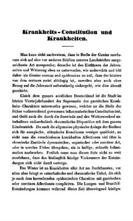 Krankheits-Constitution und Krankheiten.