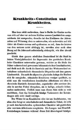 Krankheits-Constitution und Krankheiten.