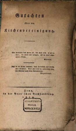 Gutachten über die Kirchenvereinigung