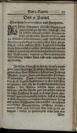 Das 9. Capitel. Von ihren Immunitäten und Freyheiten.