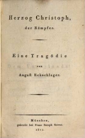 Herzog Christoph der Kämpfer : eine Tragödie