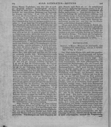 Seebold, C.: Elemente der Arithmetik, eine mathematische Abhandlung. Giessen: Heyer 1821