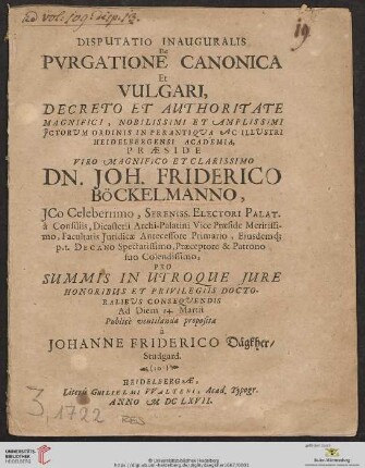 Disputatio Inauguralis De Purgatione Canonica Et Vulgari
