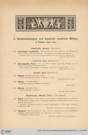C. Handzeichnungen und Aquarelle moderner Meister (Nr. 327 - 387)