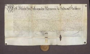Erblehenbrief des Markgrafen Wilhelm von Baden-Baden über die herrschaftliche Mahlmühle zu Oos gegen Hans Schmalholz