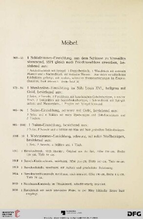 Möbel, Mahagonimöbel (Nr. 968-1058)