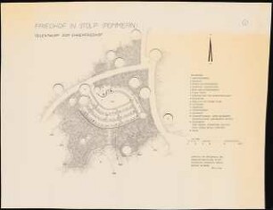 Friedhof, Stolp: Teilentwurf zum Ehrenfriedhof: Grundriss 1:200
