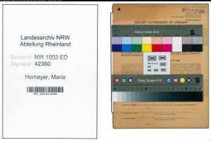 Entnazifizierung Maria Homeyer, geb. 15.07.1895 (Krankenschwester)