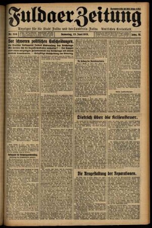 Erste Ausgabe vom Samstag, den 13. Juni 1931.