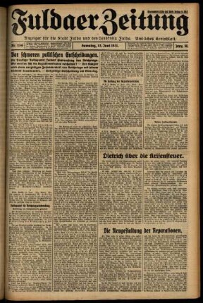 Erste Ausgabe vom Samstag, den 13. Juni 1931.