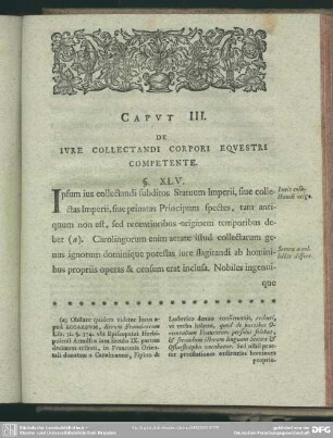Caput III. De Iure Collectandi Corpori Equestri Competente