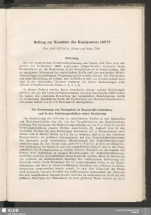 Beitrag zur Kenntnis des Katalysators 10927