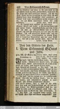I. Vom Erkenntniß Gottes und Jesu.
