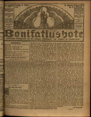 Erste Ausgabe vom Sonntag, den 15. Januar 1922.