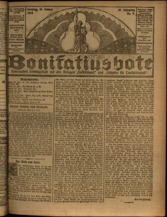 Erste Ausgabe vom Sonntag, den 15. Januar 1922.