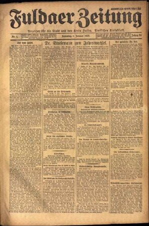 Erste Ausgabe vom Samstag, den 01. Januar 1927.