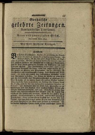 Neun und zwanzigstes Stück, den 20ten Julii 1793.
