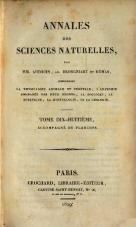Annales des sciences naturelles. 18, 18. 1829