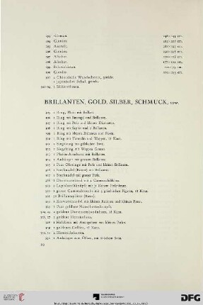 Brillianten, Gold, Silber, Schmuck usw. (Nr. 305-482)