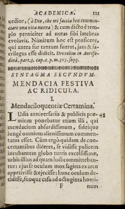 Syntagma Secundum. Mendacia Festiva Ac Ridicula