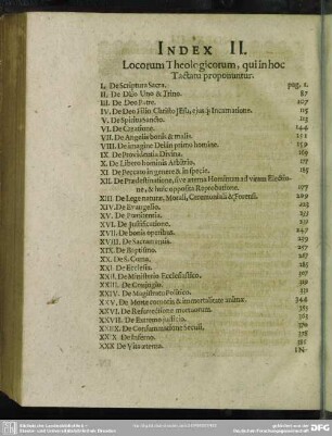 Index II. Locorum Theologicorum, qui in hoc T[r]actatu proponuntur