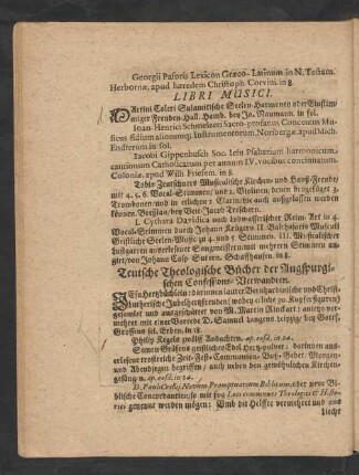 Teutsche Theologische Bücher der Augspurgischen Confessions-Verwandten.