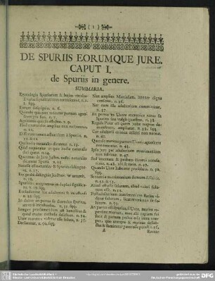 Caput I. de Spuriis in genere