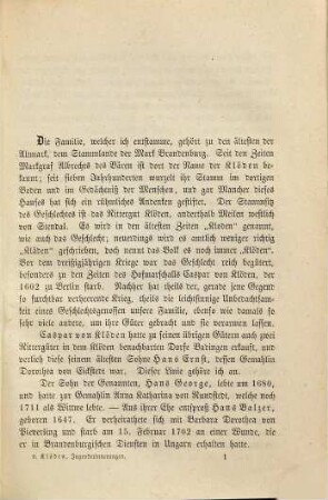Jugenderinnerungen Karl Friedrichs von Klöden